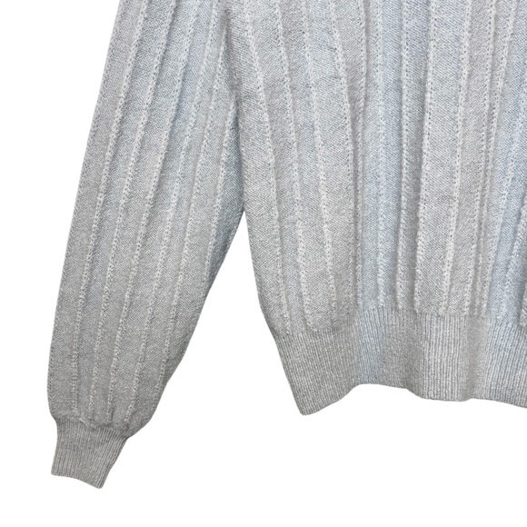 NWT Ann Taylor Soft Spun Cool Gray Balloon Sleeve Women’s Pointelle Sweater Sz M - Picture 6 of 13